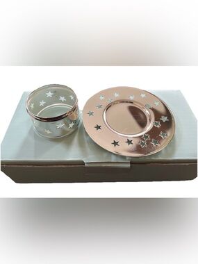 Partylite Glowing Star Gift Set P7613 Candle Holder Silver Plated-NIB RETIRED